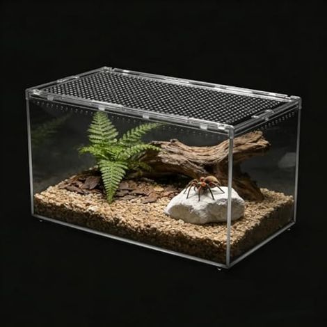 Terrarium PC pour reptiles, réservoir gecko léopard, enclos d'araignée sautante, enclos lézard, convient pour gecko, bernard-ermite, grenouille arborière, tarentule, mante priante (taille L) (1/5)