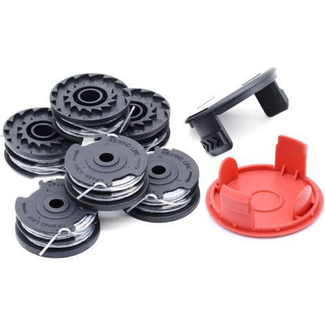 Lot de 6 bobines de fil pour débroussailleuse Bosch F016800351 (longueur : 6 m, diamètre : 1,60 mm avec couvercle de bobine) (1/4)