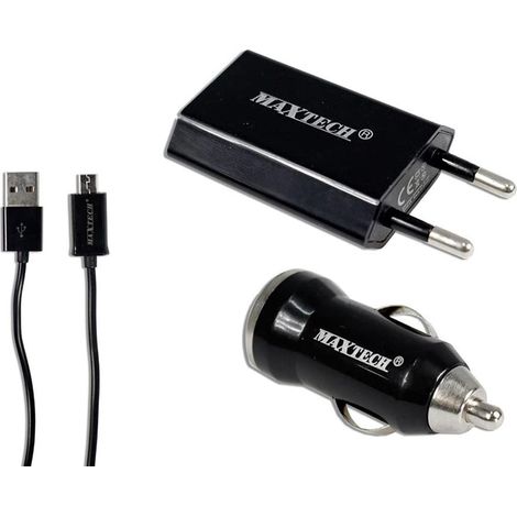 kit caricabatterie universale con cavo micro usb per casa auto smartphone cellulare tablet (1/3)