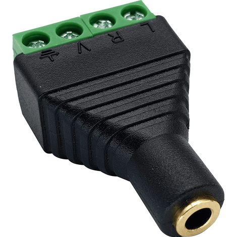Conector Jack 3.5 mm hembra TRRS terminal de tornillo 4 pin  Negro (1/5)