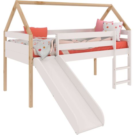 Cama Juvenil Infantil Tobogan Carnival Color Blanco Y Roble Cambrian 90x190 cm (1/5)