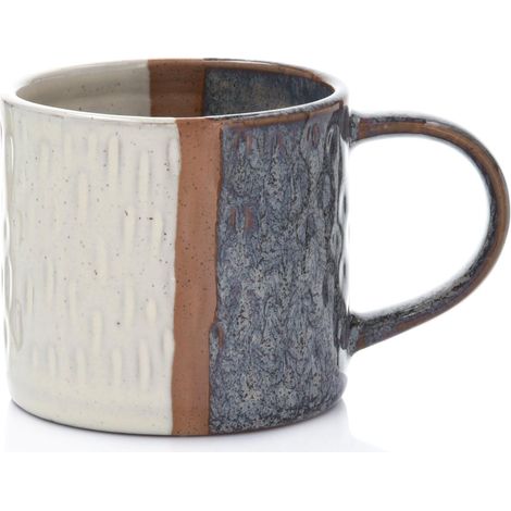 Wunderschöner 250-ml-Krug aus cremefarbenem und blauem Kraft-Steinzeug von Duka (1/5)