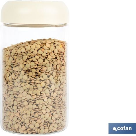 Bote de vidrio borosilicato tapa beige Gama Laurel 1000 ml (1/4)