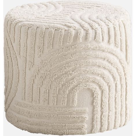 Puff redondo de borreguito con relieve