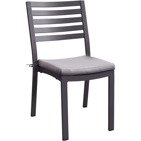 SEDIA FORMENTERA IN ALLUMINIO GRIGIO CON CUSCINO TAUPE (1/2)