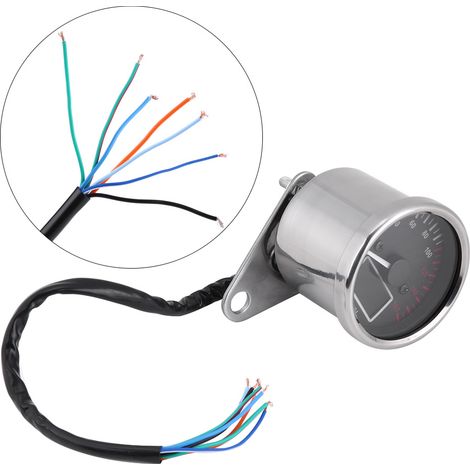 Universeller digitaler LED-LCD-Tachometer für Motorräder (0–160 km/h), verchromtes Retro-Instrument, Drehzahlmesser (1/5)