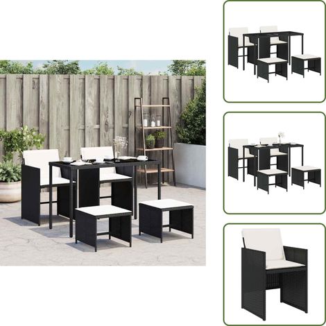 Cuscini da giardino - vidaXL Set da Pranzo da Giardino 5 pz Nero con Cuscini in Polyrattan - Rattan PE