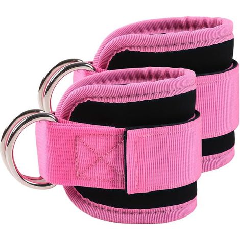 Set di 2 corde per trazione con anelli a D, cinturino regolabile per caviglia, allungatore per gambe, per allenamento di glutei e gambe, per uomo e donna. (1/5)