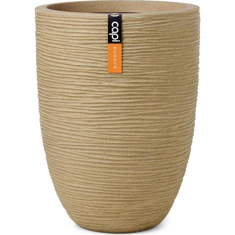 Capi Europe Pflanzgefäß Rib NL Elegant Beige niedrig Ø 46 cm x 58 cm - Kunststoff