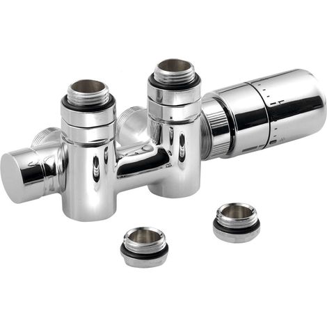 Sapho Twin Combi - kit termostático de válvulas de conexión central, paso 50 mm, derecha, cromo CP5010S (1/4)