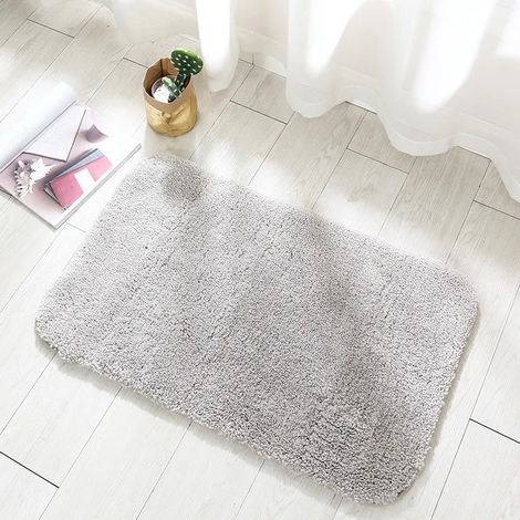 Extra dicke, rutschfeste Duschmatte aus saugfähiger Mikrofaser, weich und komfortabel, ideal für Badezimmer, trocknet schnell (Hellgrau, 40 x 60 cm) (1/4)