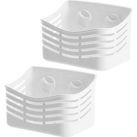 Étagère de rangement murale à ventouses (lot 2), couleur claire, idéale pour la douche, cuisine et (1/5)