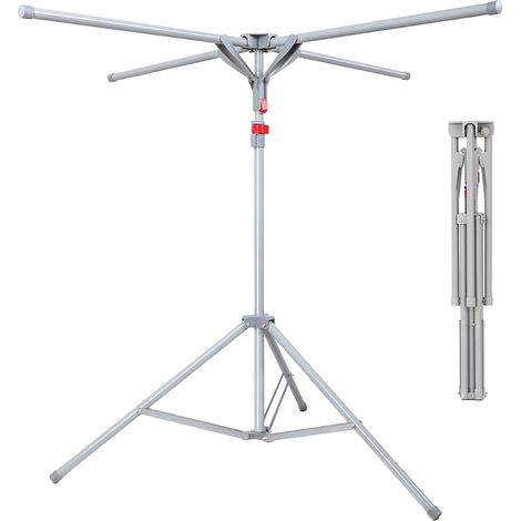 Tendedero Relaxdays, plegable, hasta 15 kg, regulable en altura (alto x diámetro): 100-180 x 125 cm, gris