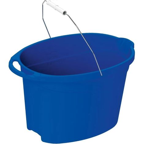 Seau de nettoyage ovale plastique bleu 12L lot de 2, poignée pivotante métal, graduations intérieures, usage domestique, poignée inférieure (1/5)