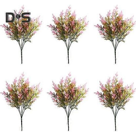 Lot de 6 branches de cèdre artificielles, résistantes aux UV, réalistes et réutilisables, en plastique blanc et vert, pour la décoration de jardin et d'aménagement paysager.rose (1/5)