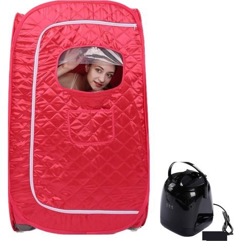Kit de sauna portatif Tente de SPA de Sauna à vapeur portative pleine grandeur, Mini salle de bain 1000W 2.0L cabine de Pot à vapeur noire facilitant la perte de poids d'insomnie Tente de sauna person