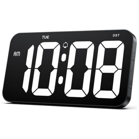 Grande horloge murale numérique avec d'énormes chiffres clairs de 10,2 cm – Horloge numérique pour mur avec heure d'été, gradation automatique, semaine, 12/24 heures (pas une horloge à pile) (1/4)