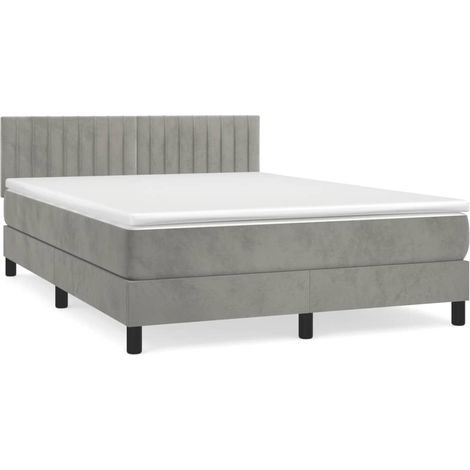 Maison Exclusive - Boxspringbett mit Matratze Hellgrau 140x190 cm (1/5)