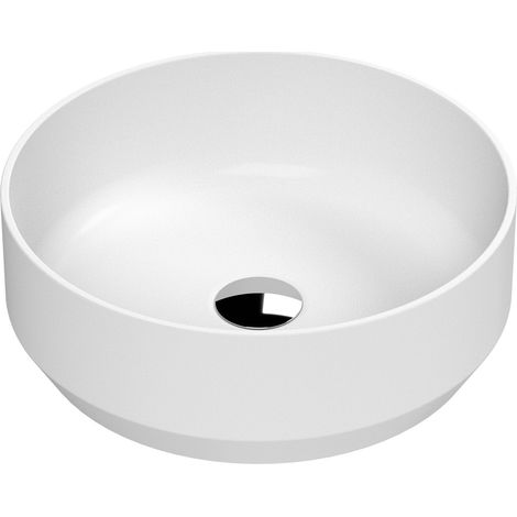Round Matt Ceramic Countertop Vessel Without Overflow - 350mm - Matt White
