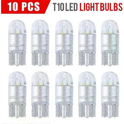 Lot de 10 ampoules LED T10 194 168W5W Canbus blanches pour voiture (2 SMD 3030, éclairage de plaque d'immatriculation, boîte à gants, portière gauche). (1/5)
