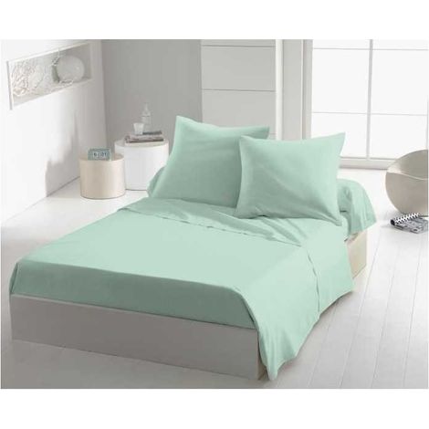 Drap plat HOME LINGE PASSION 240x300 cm Microfibre 82 g/m² Vert d'eau (1/3)
