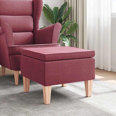 Tabouret avec pieds Tabouret de bar Chaise de bar - en bois Rouge bordeaux Tissu BV924476 - BonneVie (1/4)