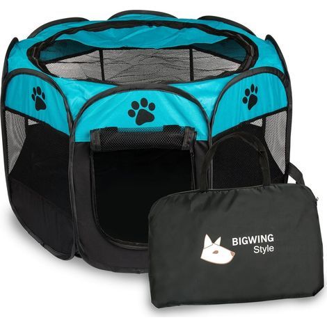 faltbares Laufgitter, Oxford-Gewebe, atmungsaktives Netzgewebe, verzinkter Stahl, für Reisen mit Hunden und Katzen (1/5)