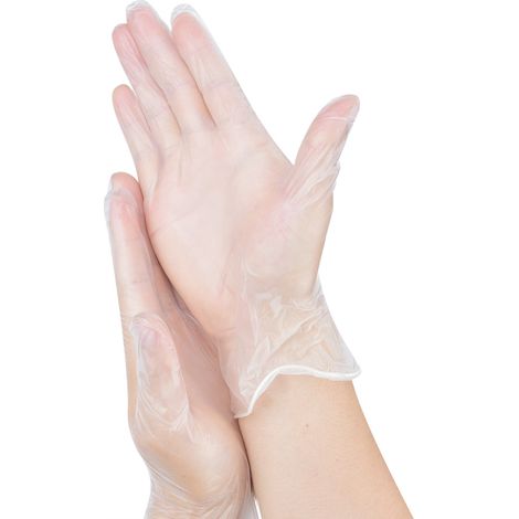 100 gants jetables en PVC, gants de protection pour le travail et l'extérieur (boîte de 100 pièces). (1/5)