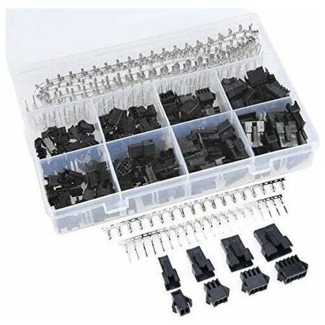 Kit Assortiment de Connecteurs JST-SM Mâle et Femelle - 560 Pièces - Connecteur 2.5mm 2 3 4 5 Broches Noir en Plastique Mâle et Femelle avec Terminaux à Sertir (1/5)