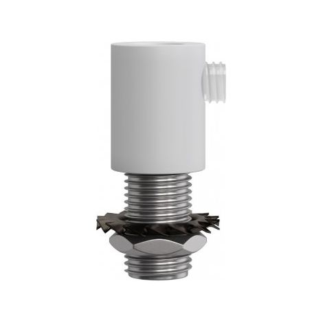 Serre-Câble Cylindrique Métal Blanc Mat avec Tige, Écrou et Rondelle - Accessoires de Fixation Métalliques