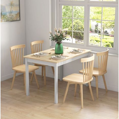 Tavolo da pranzo 120x75 cm per 4 persone, stile country e struttura stabile in pino naturale (1/5)