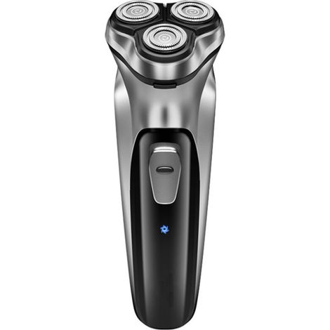 Rasoio elettrico da uomo, ricaricabile, utilizzabile a secco e sotto la doccia, con testine rotanti 3D, schermo LCD, portatile per casa e bagno. (1/4)