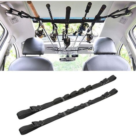 Porta canne da pesca per auto in 2 pezzi, con cinghie di fissaggio per canne da pesca adatte ad auto, SUV e station wagon. Può contenere fino a 5 canne da pesca. Lunghezza regolabile. Facile installaz (1/5)