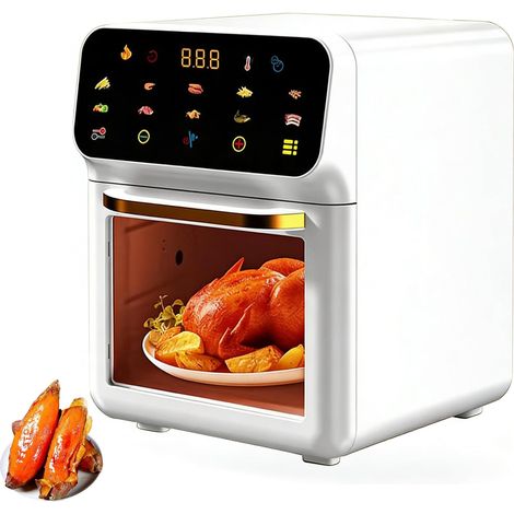 Friteuse sans huile blanche 2026 avec écran tactile large, four de cuisson visible pour cuisine maison (1/5)