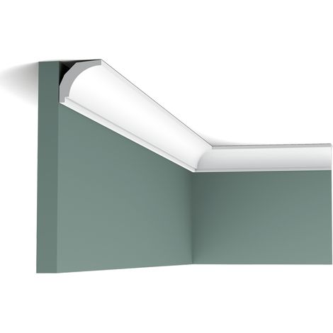 Orac – Corniche avec courbe simple CX115 – L 200 x H 3 x L 2,9 cm – Pour peinture UV – Moulure décorative en polystyrène (1/5)