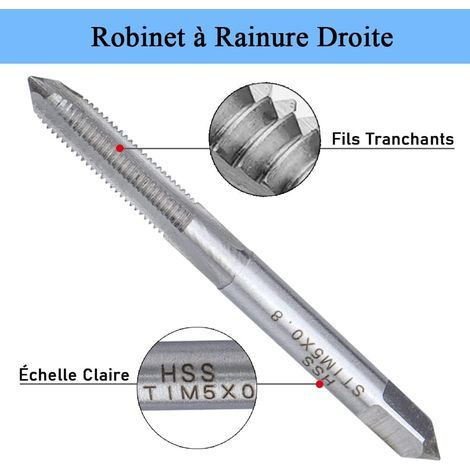 Mesee 30Pcs Outils de Réparation de Filetage M5 Ensemble Réparation Filetage avec Foret Hélicoïdal Taraud Clé Inserts Filetés en Acier Inoxydable pour Réparation Filetage Cassé Automobile (1/4)