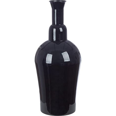 Vase en métal - Noir Brillant - Hauteur : 55 cm - Largeur : 25 cm - Vase décoratif (1/4)