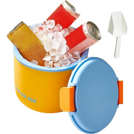 Petit seau à glace 2 en 1 lavable avec couvercle et 2 bacs Récipient à glace pour congélateur, idéal pour le bar, le vin, les fêtes (1/5)