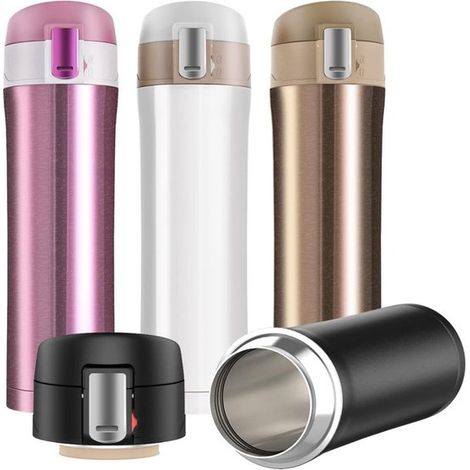 Thermos a doppia parete da 500 ml, borraccia termica in acciaio inox per bevande calde e fredde, tazza da viaggio, borraccia sportiva, riutilizzabile (1/5)