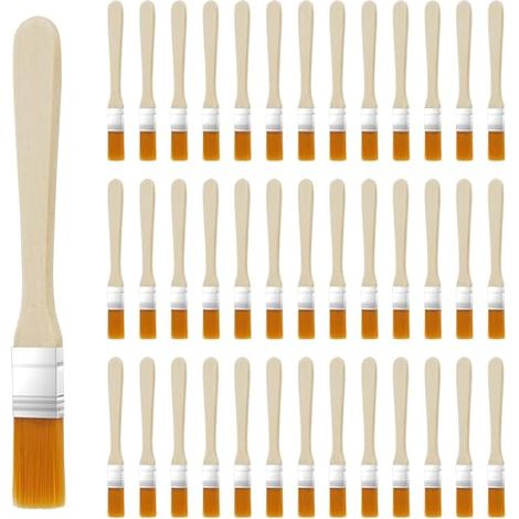 Pinceaux Peinture - 12 pièces Nylon Manche Bois Plat - Acrylique Aquarelle Retouche Murs Nettoyage Clavier
