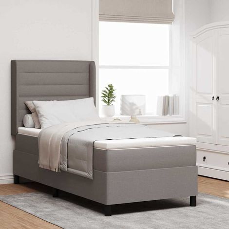 LED Boxspringbett mit Matratze Taupe 100 x 200 cm Stoff