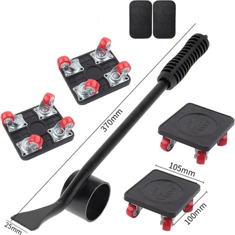 Kit per il trasporto e il sollevamento di mobili, rotelle per mobili con ruote girevoli a 360 gradi, per spostare mobili pesanti senza sforzo, strumento per il trasporto di mobili con capacità di cari (1/4)
