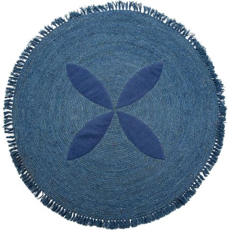 Tapis 200 x 200 cm Jute - Bleu