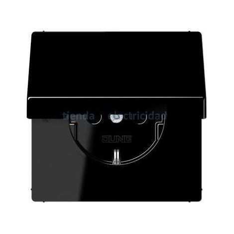 Coperchio base spina Schuko 2P + TT con coperchio BLACK JUNG LS 1520 BFKIKL SW