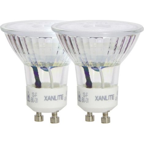 Lot de 2 ampoules LED spots au culot GU10, 5W cons. (50W eq.), lumière blanche chaude (1/5)