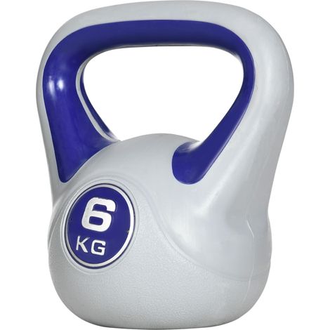Kettlebell 6 kg, revêtement PU et remplissage de sable, pour musculation, 20 x 13 x 22 cm, violet et gris (1/5)