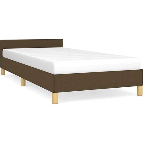 Cadre de lit en tissu marron foncé (matelas non inclus), dimensions 80 x 200 cm (1/5)