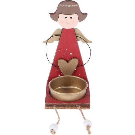 Décoration de Noël avec ange peint, bougeoir en métal, articles de fête (bougeoir fille) (1/3)