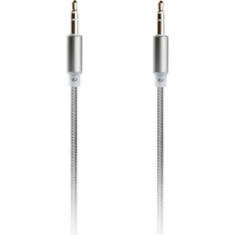 Cable audio jack MM 3.5mm 1.5m tresse Argent