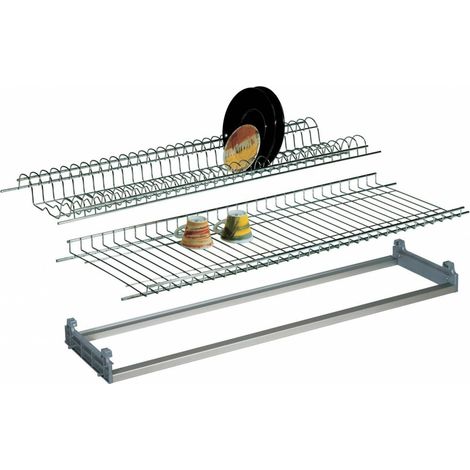 Kit porte-assiettes rA glable 86 cm en acier chromA avec supports